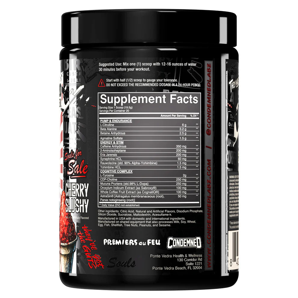 Condemned Labz - SOULS 4 SALE CHERRY SLUSHY PRE-WORKOUT | LIMITED EDITION