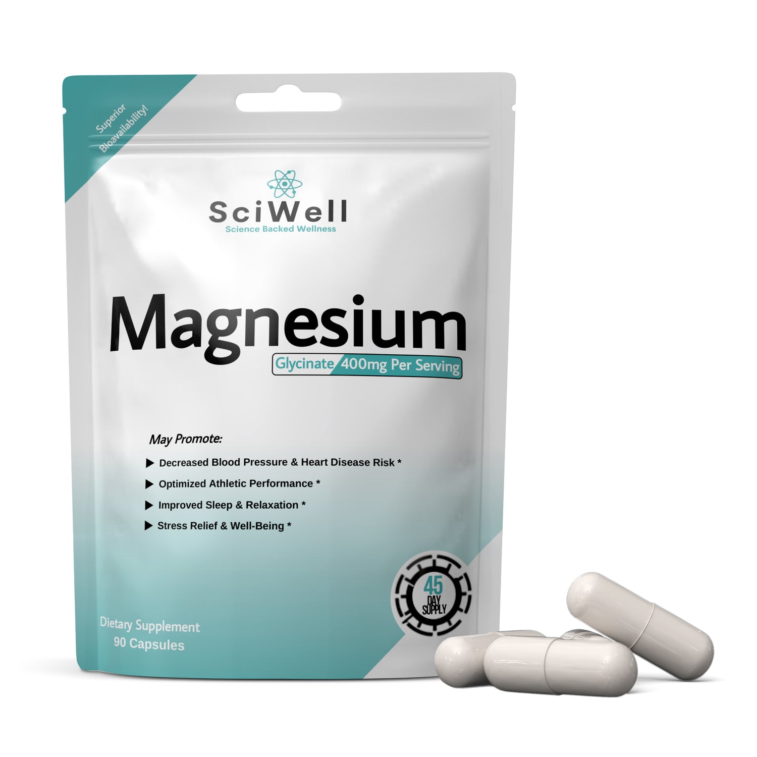 Chelated magnesium glycinate capsules for stress and sleep support