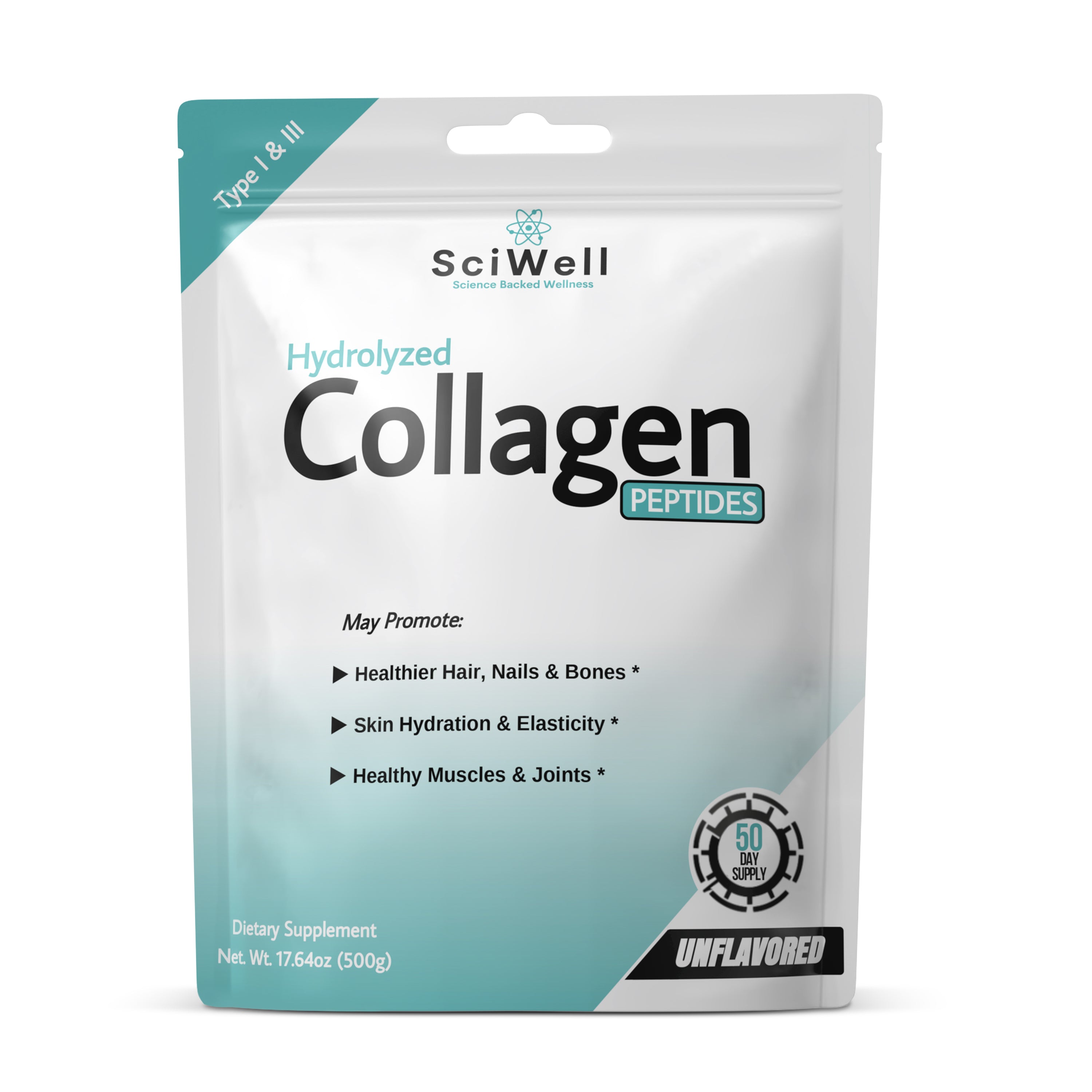 Unflavored hydrolyzed collagen powder for skin and joint support